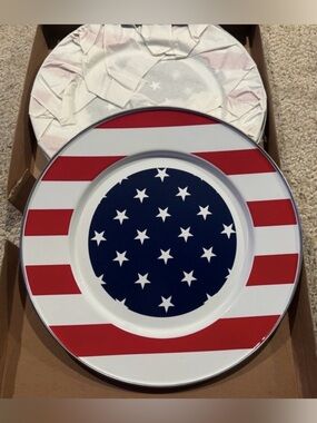 Set of 4 Stars & Stripes Patriotic 10.5" Plates